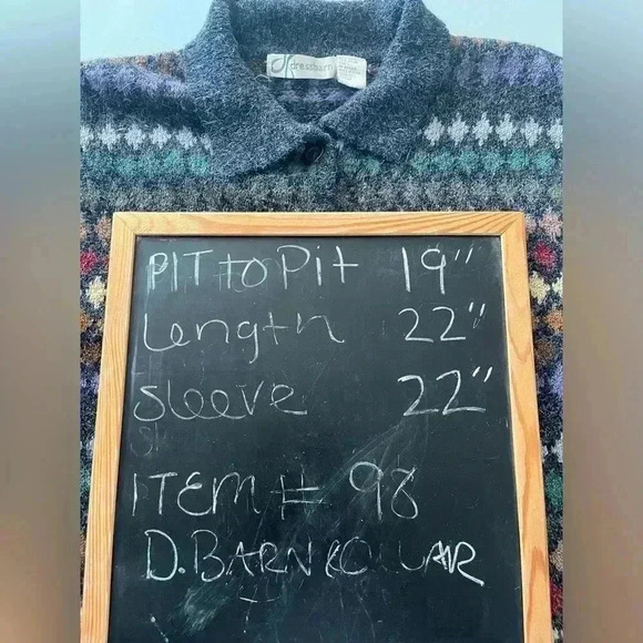 90s Vintage Eclectic Grandpa Coastal Grandma preppy Earthy Fair Isle Cardigan Lg - Picture 5 of 11